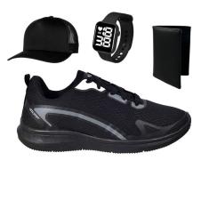 Tenis Esportivo Masculino Feminino SPORT Caminhada Corrida Leve + Boné + Relógio Digital + Carteira-Unissex