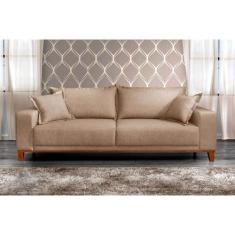 Sofá Fixo Argos 3 Lugares Luxo 180cm Castellar Móbile, Bege