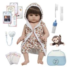Boneco Reborn Bebê Príncipe Enxoval Completo Saída de Banho - Cegonha 