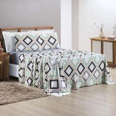 Jogo de lençol Queen estampado fio penteado 100% algodão  - SAFIRA ENX