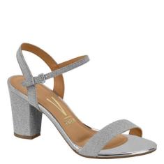 Sandália Feminina Salto Médio Grosso Festa Vizzano 6262.474, Prata gli