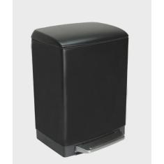 Lixeira inox com pedal retangular Slim Black Matte 6 litros