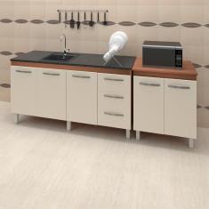 Balcao Pia 150cm E Multiuso 2 Portas 70cm Savana Off White Mobbs Savana Off White