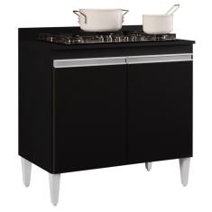 Balcão Para Cooktop 80cm 2 Portas Flórida Preto