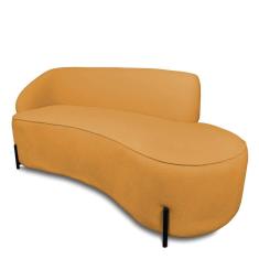 Sofá 4 Lugares Orgânico 220cm Pé Ferro Preto Morgan Bouclê Mostarda D03 - D`rossi