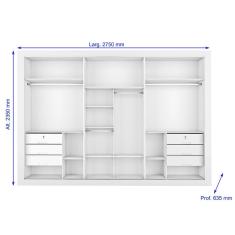 Guarda Roupa Toronto 3 Portas E 6 Gavetas - Móveis Europa - Branco