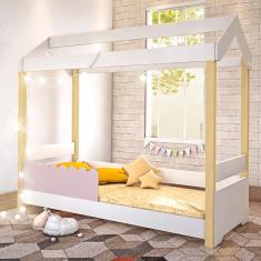 Cama Jéssica Solteiro Branco/rosê Com Led