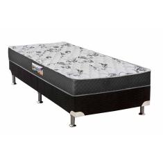 Cama Box Solteiro: Colchão Espuma Herval D28/EP Anatômico Ortopedic Black+ Base CRC Suede Black(88x188)