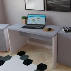 Mesa para Escritório 100cmx60cm Branco/Cinza Cristal