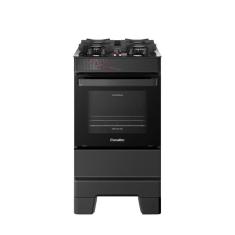 Fogão Esmaltec 4 Bocas Ideal Top Glass Mesa De Vidro Forno 50 Litros Preto T4VAP Bivolt