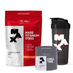 Combo Mass 17500 1,4kg, Creatina 150g e Coqueteleira Max Titanium-Unissex