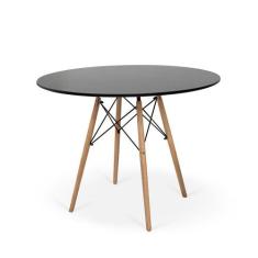 Mesa Redonda Eames Eiffel Wood 80cm - Preta - Magazine Decor