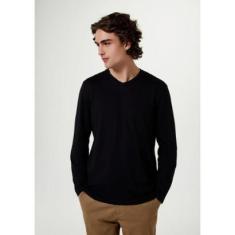 Camiseta Básica Masculina Manga Longa Decote V World-Masculino