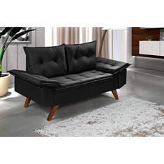 Sofa Bariloche 2 Lugares Pés em Madeira (Preto)