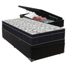 Cama Box Solteiro Preto E Colchão Ortobom Extra Firme D45