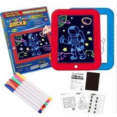 Lousa Magica Tablet Magic Led Canetinhas Coloridas Neon 3D