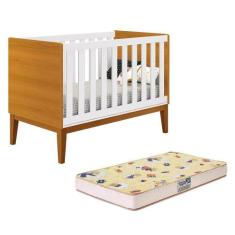Berço Mini Cama Classic com Pés Amadeirado e Colchão Supreme - Reller 