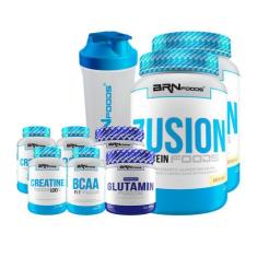 KIT 2x Fusion Protein 900g + 2x BCAA 100g + 2x Creatina 100g+ 2x Gluta