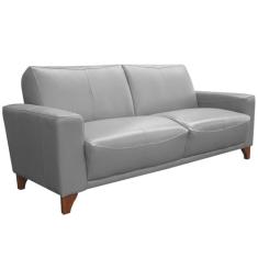 Sofá 3 Lugares Sala de Estar Recepção 200cm Russia Couro Cinza G40 - Gran Belo