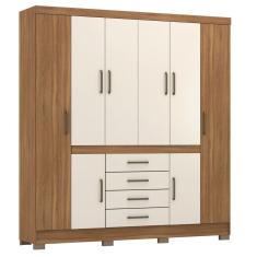 Guarda Roupa Casal Grande 8 Portas 4 Gavetas 7 Prateleiras 4 Cabideiros New Realce