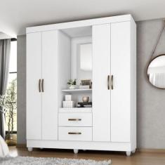 Guarda Roupa com Espelho Monteiro  Monteiro Branco - Mais de Casa