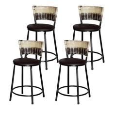 Jogo 4 Banqueta Baixa Ratan Hawai Preta Cappuccino Premium - Lamar Des