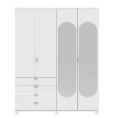 Guarda-Roupa Casal com Espelho 4 Portas 100% MDF Look 181cm