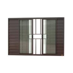 Janela Janela Veneziana Confort 6 Folhas Com Grade Vidro Liso 120cm X 200cm Brimak Corten