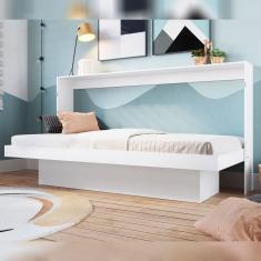 Cama Articulável Horizontal Solteiro Com Estação De Trabalho Latino Branco