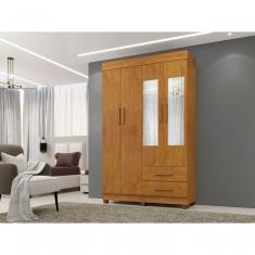 Roupeiro Copacabana New 4 Portas 2 Gavetas E Espelho Benetil Cor:cinamomo