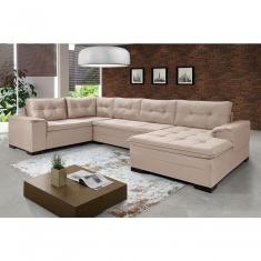 Sofá Viena 3 Lugares Com Chaise E Canto Premium Império Areia Areia 376