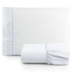 Jogo De Lençol Suave Lese Percal 180 Fios Solteiro 2 Peças Barato - Branco