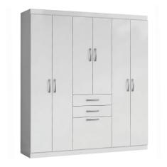 Guarda Roupas Casal 7 Portas 2 Gavetas Lisboa Aramóveis (BRANCO)