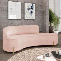 Sofá 4 Lugares Orgânico 220cm Pé Dourado Morgan Bouclê Rosê - D Rossi
