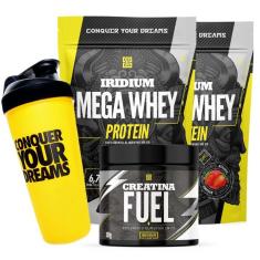 Kit 2x Mega Whey Protein+ Creatina Fuel 300g + Coqueteleira - Iridium Labs-Unissex