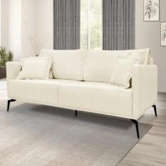 Sofá 2 Lugares 180cm Linho Lion Branco Pérola - Spezzia Decor