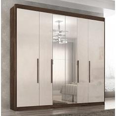 Guarda Roupa Casal Valencia 6 Portas 6 Gav. Com Espelho Chocolate/off White