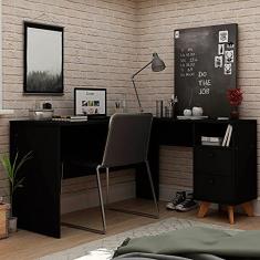 Escrivaninha De Canto 2 Gavetas Havana Preto - Gelius