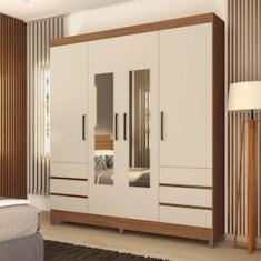 Guarda-Roupa Demóbile Mônaco com 4 Portas, 6 Gavetas e Espelho - 195cm de largura