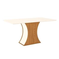Mesa Para Cozinha Luiza Sc16 + Tampo Madeirado Reto 160x90cm Nature-off White - Henn