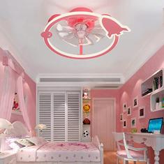 Ventilador de teto rosa para quarto com escurecimento contínuo, ventiladores de teto inteligentes com luzes e controle remoto/APP, lâmpadas de teto com ventilador silencioso, iluminação com