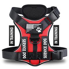 Demigreat Peitoral para cães de serviço, colete refletivo para cães com 5 peças, arnês Oxford macio ajustável para animais de estimação, malha de camada interna, fácil de controlar para cães