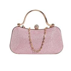 Bolsa tiracolo feminina pequena de couro PU bolsa de ombro com alça de corrente, rosa