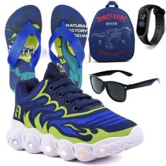 Tenis Infantil De Led Meninos Calce Facil Desenhos Luzinha LIGHT + Moc