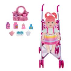 Boneca Infantil Pepita Colors Sapekinha Carrinho + Bolsinha - Milk Bri