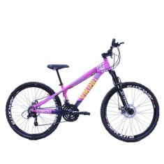 Bicicleta Viking Tuff25 Aro Aero 26 Disco Freio Disc 21 Vel Cambios Importados Rosa Neon Azul Marinho