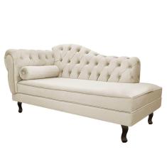 Divã Recamier Diana Lado Esquerdo 120cm Suede Amarena Móveis Branco