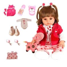 Boneca Bebê Reborn Girafinha Menina De Pano 48cm + Pelucia - Cegonha R