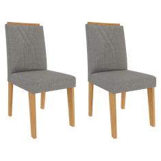 Conjunto 2 Cadeiras Nicole - Cimol Móveis Nature/Linho Grafite