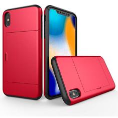 SORAKA Capa para iPhone XR com porta-cartões Capa para carteira Capa blindada para iPhone XR Capa para PC TPU de camada dupla Capa à prova de choque